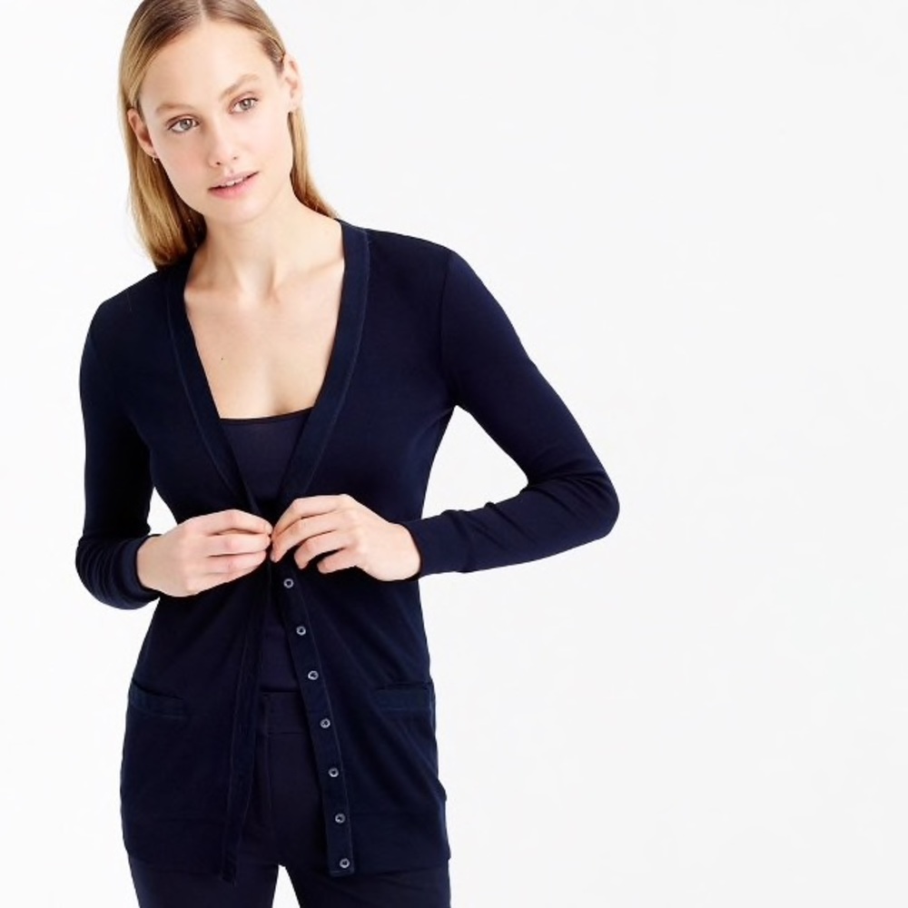 J. Crew Perfect-fit mixed tape cardigan in black